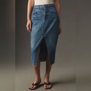NWOT Reformation Jagger Denim Midi Skirt Size 27 Hemlock